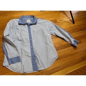 Scotch & Soda Amsterdam Mens Striped Button Down Shirt Blue White Black Size M